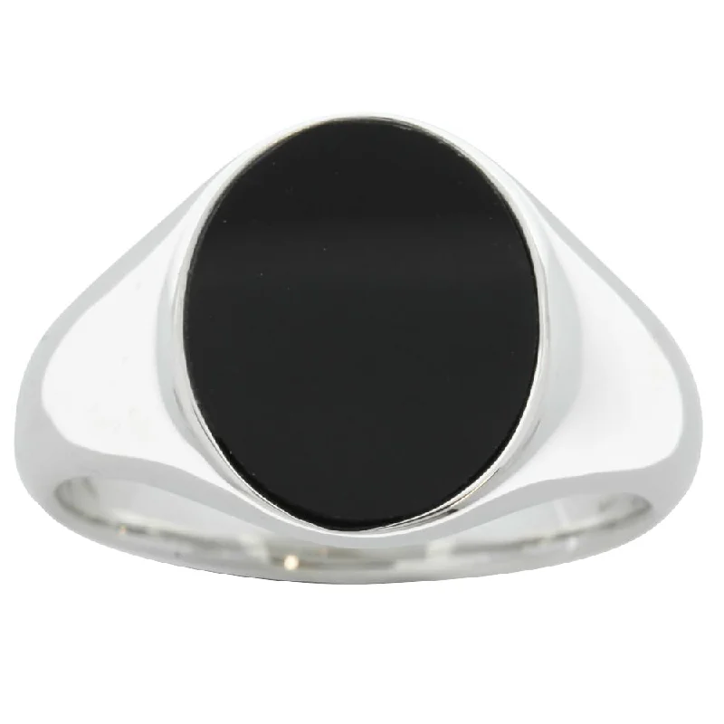 Flash Sale On Exquisite Jewelry – Don't Miss Out Sterling Silver Oval Onyx Signet Ring