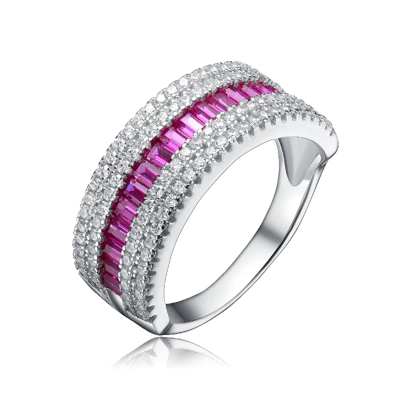 Limited-Time Jewelry Sale – Elegant Styles At Less Sterling Silver Ruby and Clear Cubic Zirconia Triple Row Limited Time Special Ring Limited-Time Jewelry Sale – Elegant Styles At Less Sterling Silver Ruby and Clear Cubic Zirconia Triple Row Limited Time Special Ring
