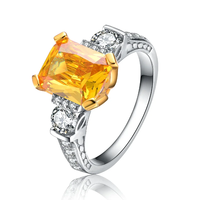 Trending Jewelry Now At Unbeatable Prices Sterling Silver Yellow Cubic Zirconia Modern Ring Trending Jewelry Now At Unbeatable Prices Sterling Silver Yellow Cubic Zirconia Modern Ring