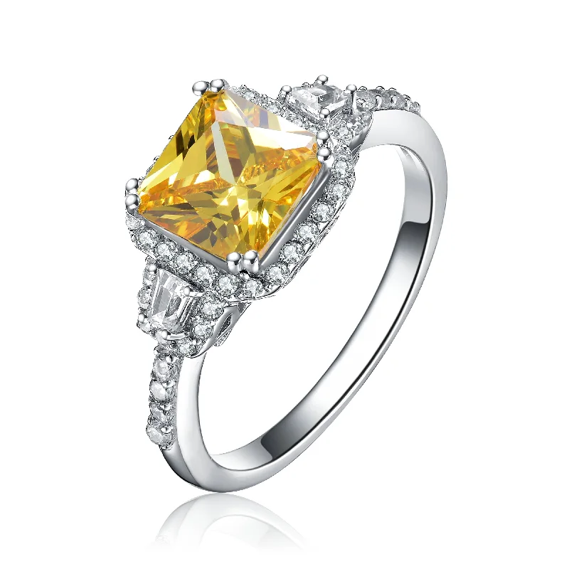 Discounted Jewelry For A Glamorous Look Sterling Silver Yellow Cubic Zirconia Halo Cocktails Ring Discounted Jewelry For A Glamorous Look Sterling Silver Yellow Cubic Zirconia Halo Cocktails Ring