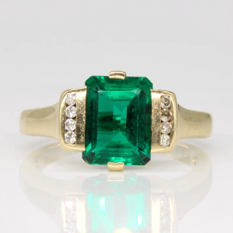 Limited-Stock Jewelry Sale – Shop Before It's Gone Diamond and Synthetic Emerald & 14k Ring | 0.08ctw 2.15ct, | SZ 7.25 |