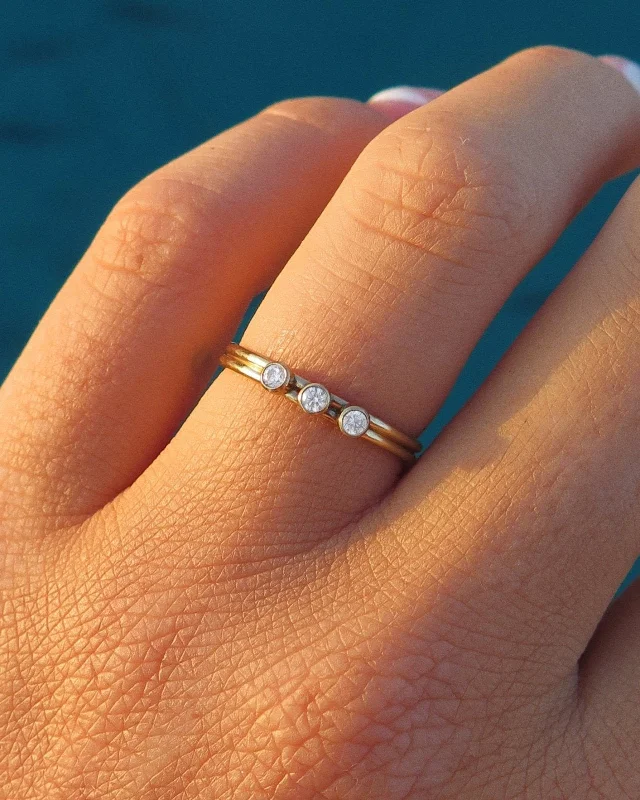 Everyday Jewelry Essentials Now On Sale Three CZ Ring - 14k Yellow Gold Fill