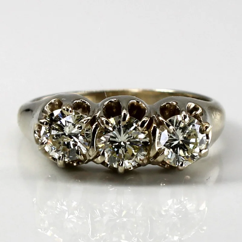 Shop Stylish Jewelry Now And Save Big Three Stone Diamond Vintage Ring | 0.87ctw | SZ 4.75 |