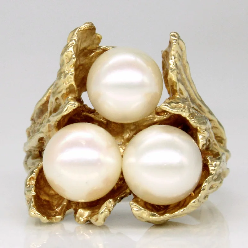 Elegant Jewelry Styles At Budget-Friendly Prices Three Stone Pearl Ring | SZ 5.75 |