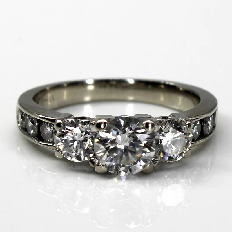 Affordable Luxury Jewelry For Every Occasion Three Stone With Accents Diamond Ring | 1.32ctw SI2 G/H | SZ 4.5 |