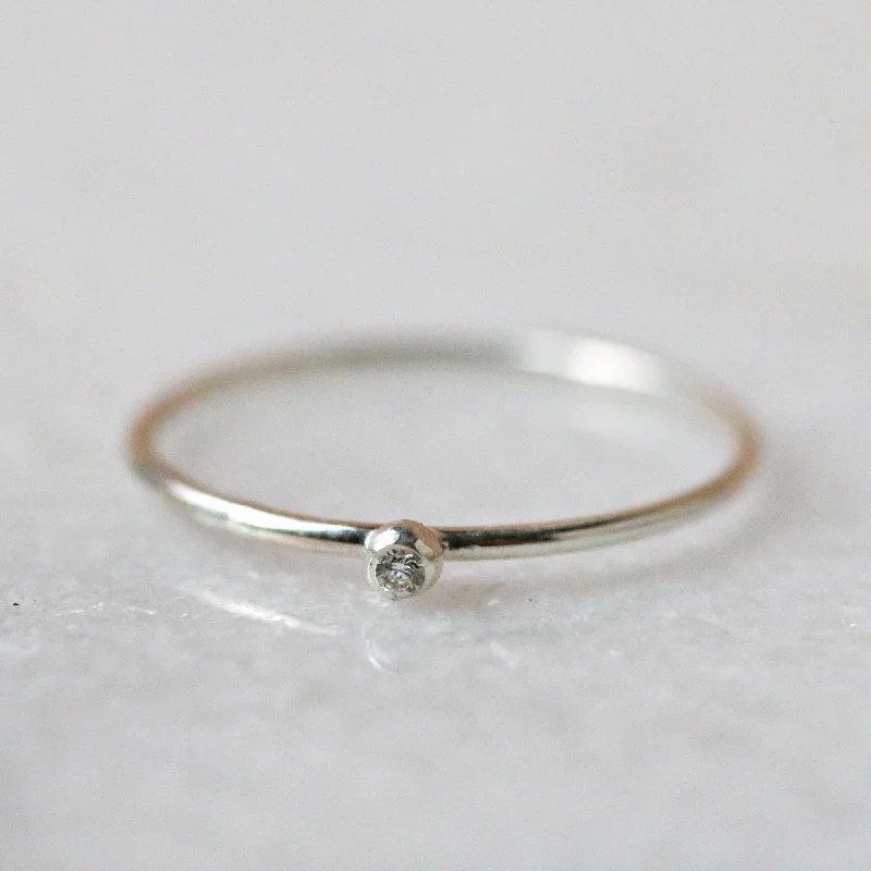 Discounted Jewelry For A Glamorous Look Tiny Silver Diamond Stacking Ring by Christina Kober Discounted Jewelry For A Glamorous Look Tiny Silver Diamond Stacking Ring by Christina Kober