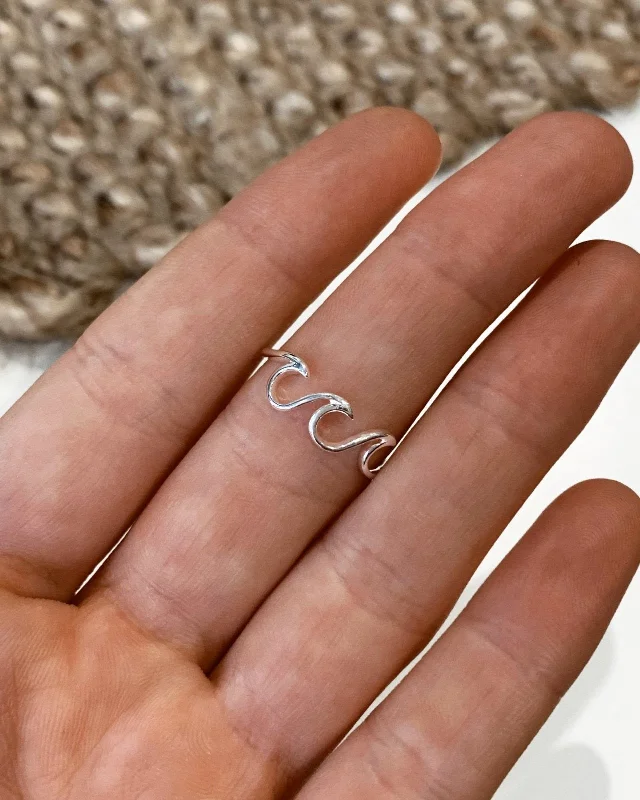 High-Quality Gemstone Jewelry For Special Occasions Triple Wave Ring  - Sterling Silver