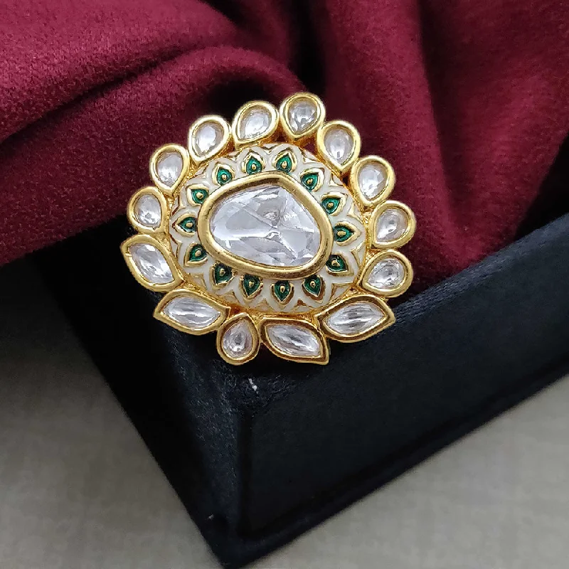 Shop Dazzling Jewelry At The Best Prices Vivah Creations Gold Plated Kundan And Meenakari Rings