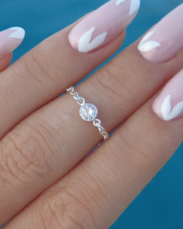 Luxury Handcrafted Jewelry For Elegant Looks White CZ Fingertip Ring - Sterling Silver Luxury Handcrafted Jewelry For Elegant Looks White CZ Fingertip Ring - Sterling Silver