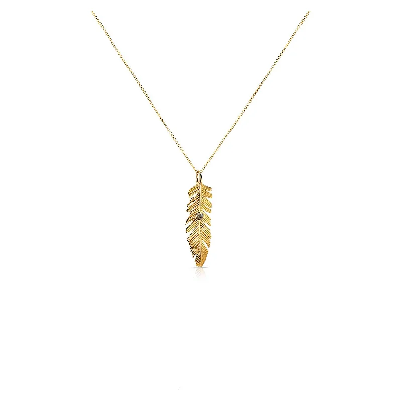 Sparkle More For Less – Jewelry Sale Happening Now 14k Bezel Set Feather Necklace