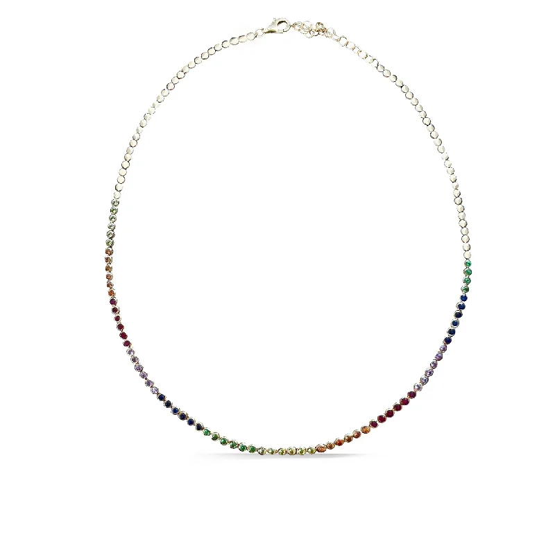 Unbeatable Offers On Luxury And Everyday Jewelry 14k Bezel Set Rainbow Sapphire Necklace