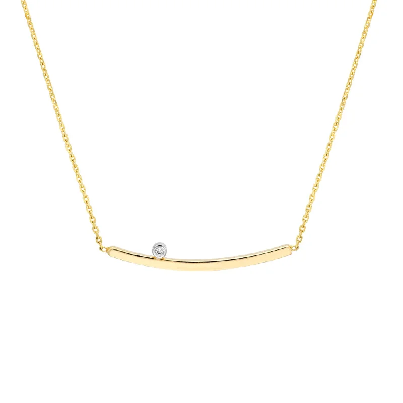 Exclusive Gemstone Jewelry At Special Prices 14k Curved Bar With Diamond Necklace