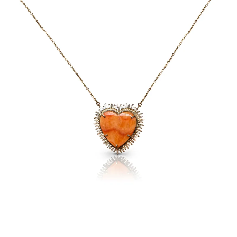 High-End Sparkle, Low-End Prices – Jewelry Sale Live 14k Diamond and Spiney Oyster Shell Heart Necklace