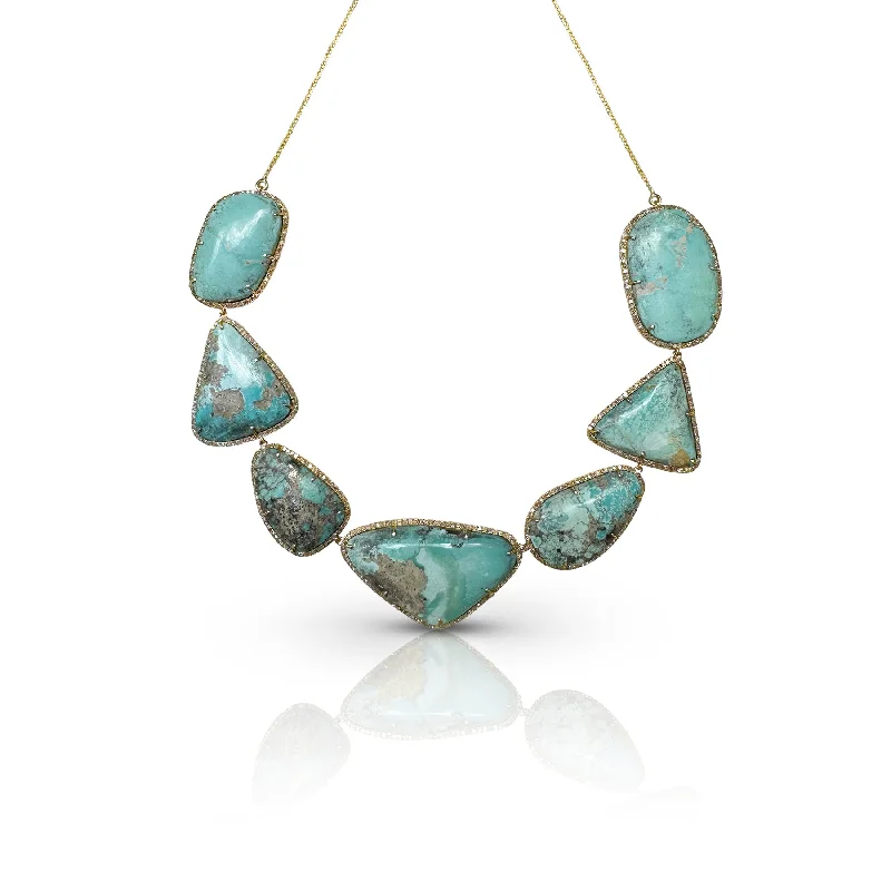 Shine Without Limits – Jewelry Sale Happening Now 14k Gold and Diamond Turquoise Necklace