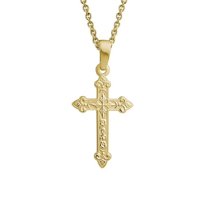 High-Quality Gemstone Jewelry For Special Occasions 14k Gold Embossed Cross Pendant Necklace High-Quality Gemstone Jewelry For Special Occasions 14k Gold Embossed Cross Pendant Necklace