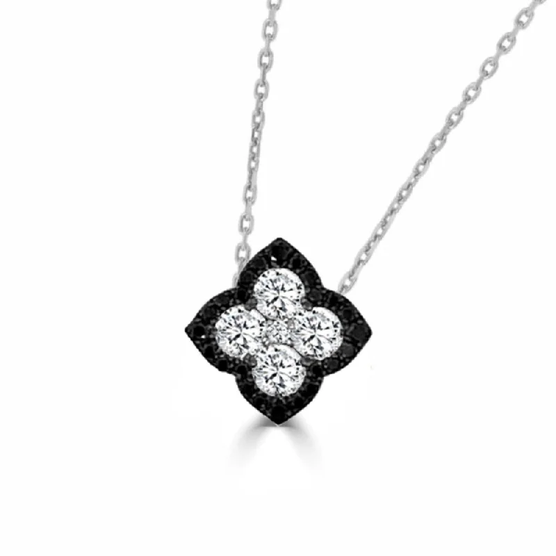 Get Your Favorite Jewelry At The Best Price 14k Gold Fleur D'Amour Black Diamond Halo Necklace