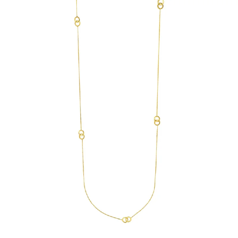 Customized Silver Jewelry For Unique Style 14k Gold Intertwined Circles Stations Necklace