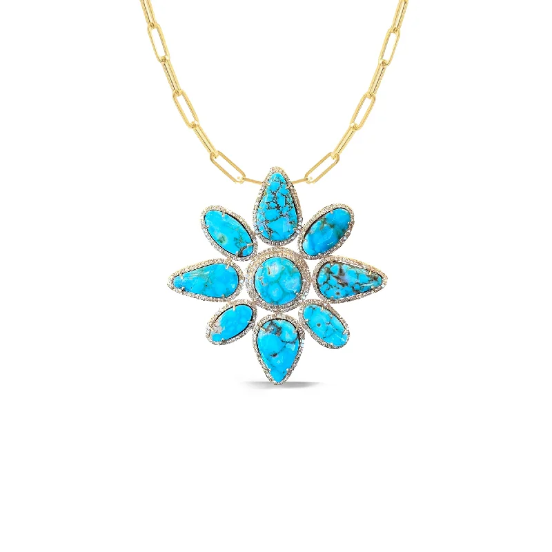 Exclusive Savings On Timeless Jewelry Pieces 14k Gold Kingman Turquoise Flower Necklace