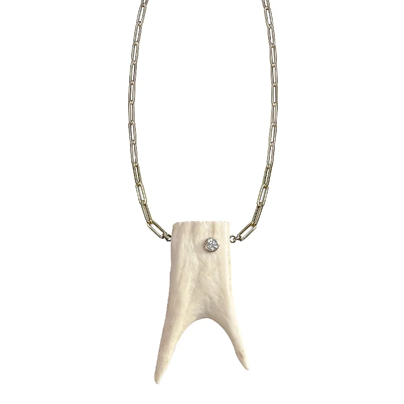 Jewelry Clearance – Final Chance To Save Big 14k Large Double Fork Elk Tip Necklace