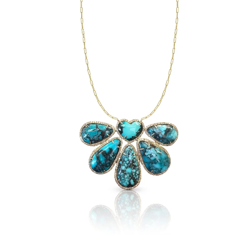 Discover Unique Jewelry With Special Limited-Time Offers 14k Large Turquoise Free Form and Heart Necklace