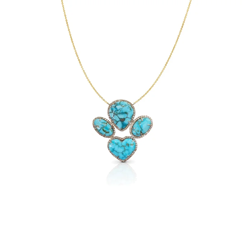 Fashion-Forward Jewelry At Exclusive Discounts 14k Small Turquoise Free Form and Heart Necklace