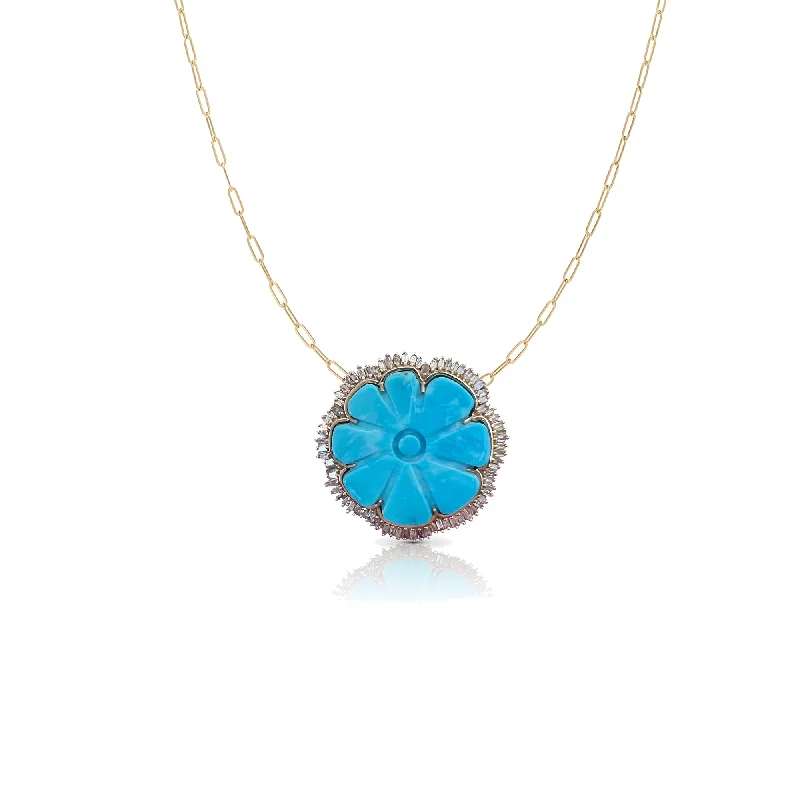 Personalized Jewelry At Special Discount Rates 14k Turquoise Flower Necklace