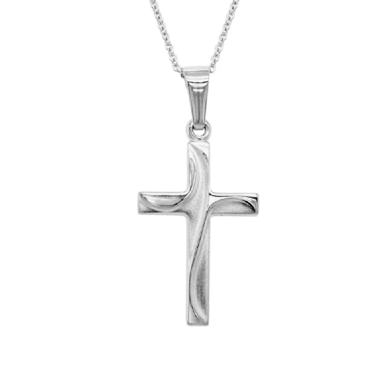 Grab Stylish Jewelry Before The Sale Ends 14k White Gold Draped Cross Necklace 16-18"
