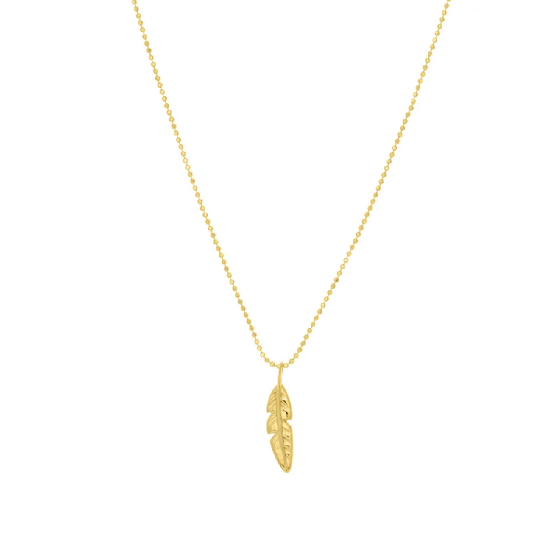 Limited-Stock Jewelry Sale – Once It's Gone, It's Gone 14kt Yellow Gold Feather Necklace 18" Limited-Stock Jewelry Sale – Once It's Gone, It's Gone 14kt Yellow Gold Feather Necklace 18"