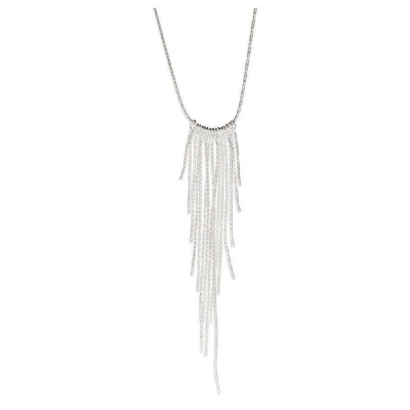 Timeless Elegance, Temporary Discounts – Act Fast Long Fringe Necklace Silver Plated