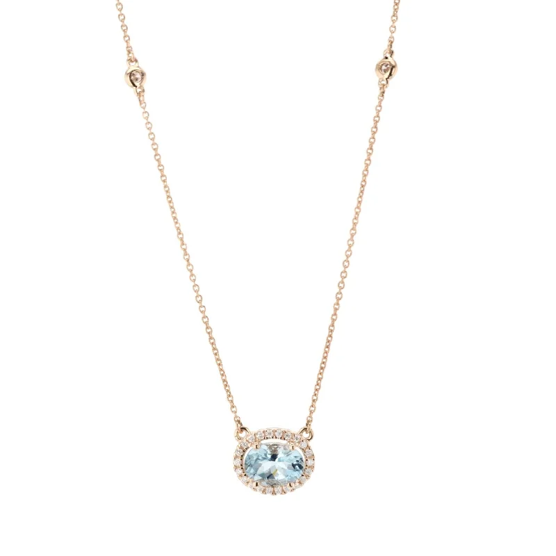 Shop Stylish Jewelry Now And Save Big Aquamarine & Diamond Pendant Necklace