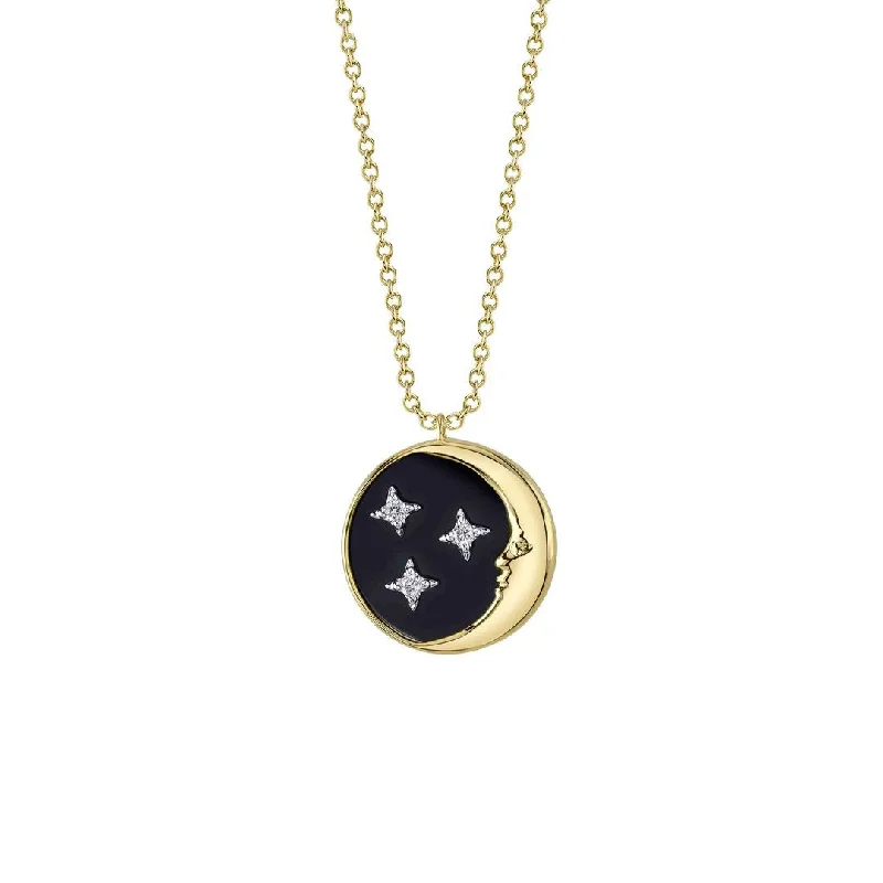 Sparkle More For Less – Jewelry Sale Happening Now Black & Onyx Diamond Moon & Star Necklace