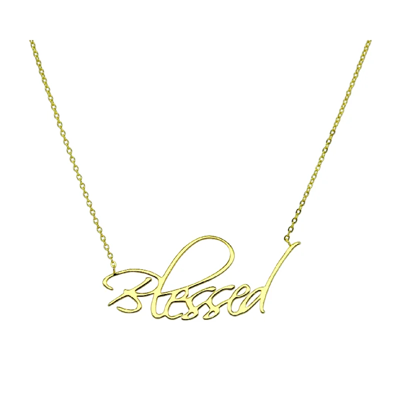 Handcrafted Jewelry Sale – Unique Designs At Low Prices "BLESSED" Gold Plated Necklace