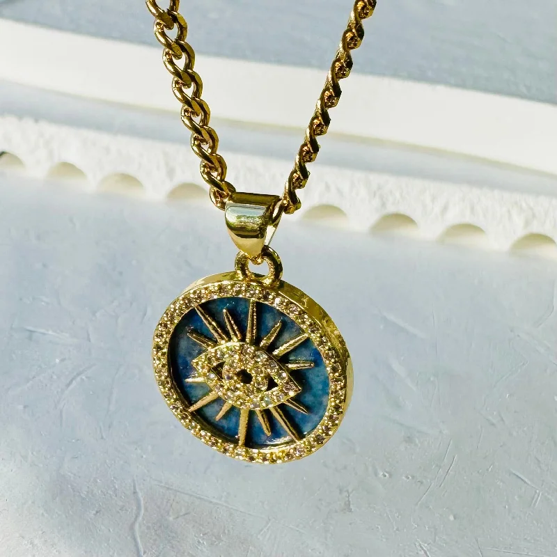 Final Call For Exquisite Jewelry At Reduced Rates Blue Medallion Evil Eye Necklace