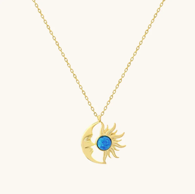 Fashion-Forward Jewelry At Incredible Prices Blue Opal Sun & Moon Necklace