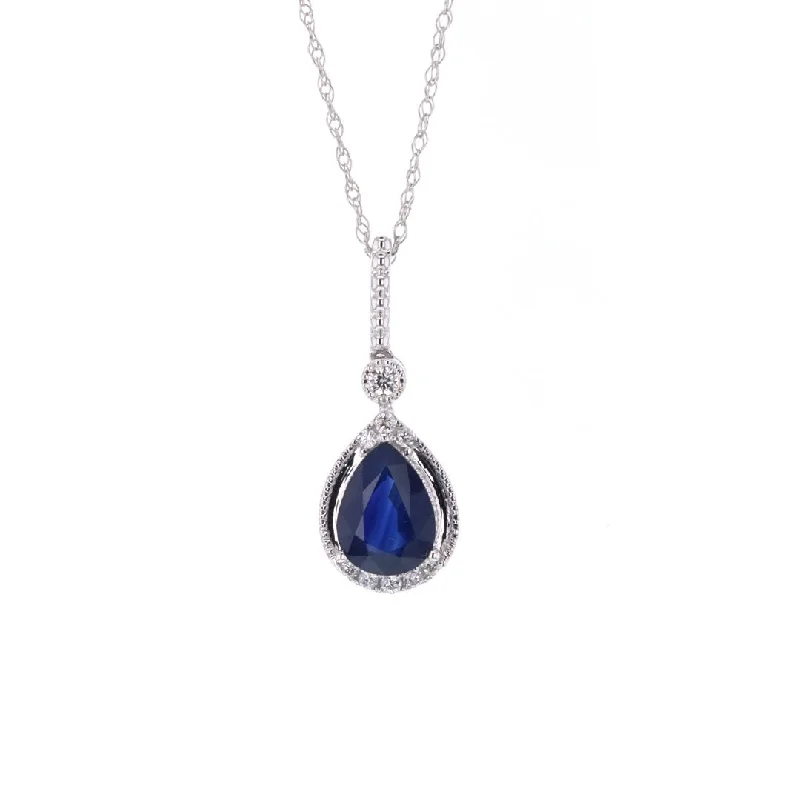 Dainty And Elegant Jewelry Now At Reduced Prices Blue Sapphire & Diamond Pendant Necklace