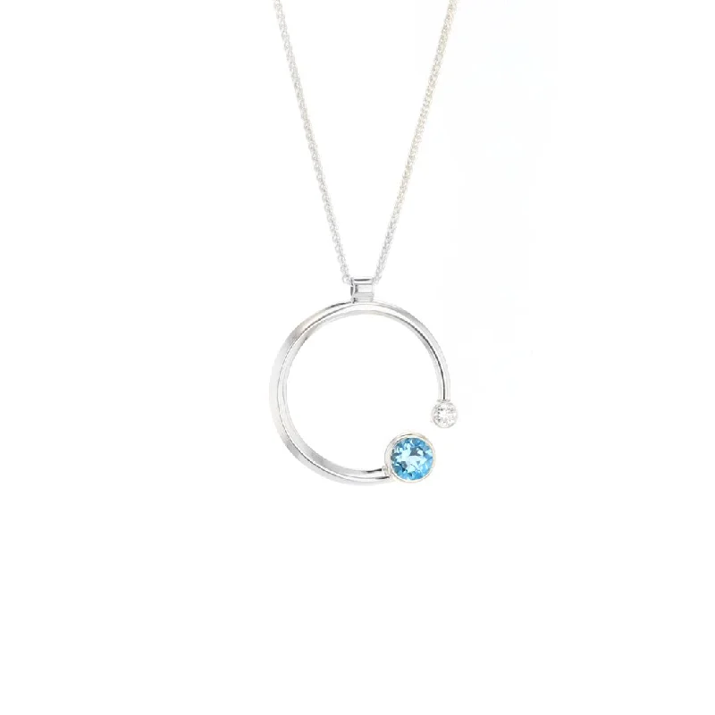 Seasonal Jewelry Sale – Upgrade Your Collection Blue Topaz & Diamond Sterling Silver Necklace