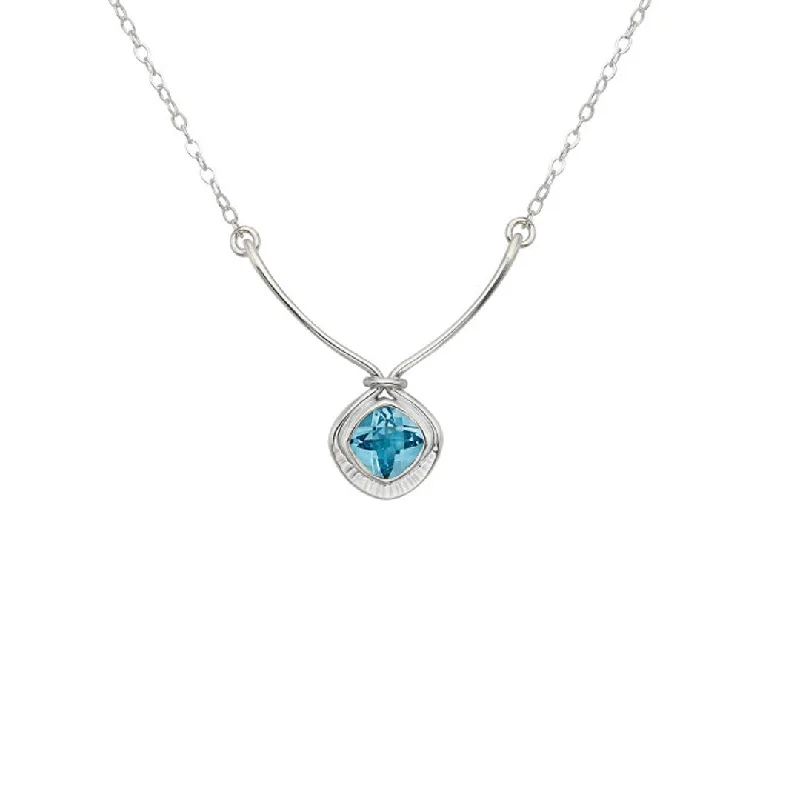 Romantic Heart-Shaped Jewelry For Special Gifts Blue Topaz Sterling Silver Necklace
