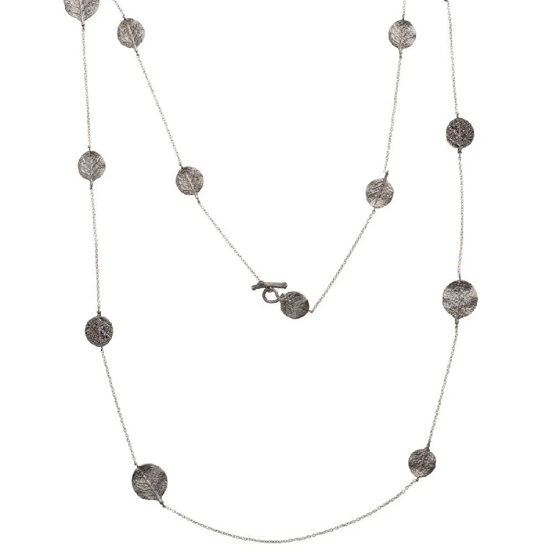 Must-Have Jewelry At Unbelievable Discounts Botanical Leaf 42" Station Necklace with Black Diamonds
