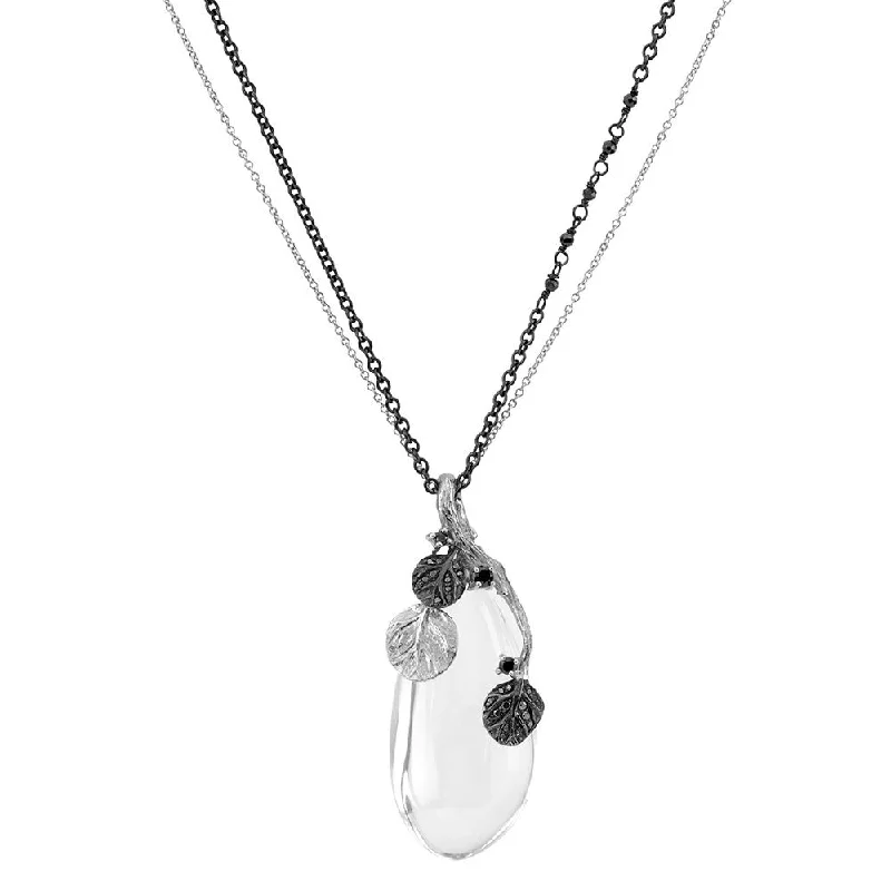 Jewelry Flash Sale – Stylish Designs At Unbeatable Rates Botanical Leaf Pendant Necklace with Crystal, Diamonds and Spinel