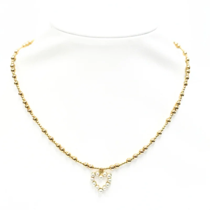 Limited-Stock Jewelry Sale – Shop Before It's Gone "BROOKE + FWP HEART" Charm 14KG Filled Gold Filled & Pearl Beaded Choker