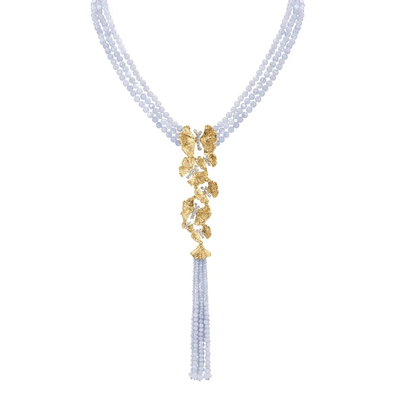 Limited-Time Jewelry Sale – Elegant Styles At Less Butterfly Ginkgo Tassel Necklace with Chalcedony and Diamonds Limited-Time Jewelry Sale – Elegant Styles At Less Butterfly Ginkgo Tassel Necklace with Chalcedony and Diamonds