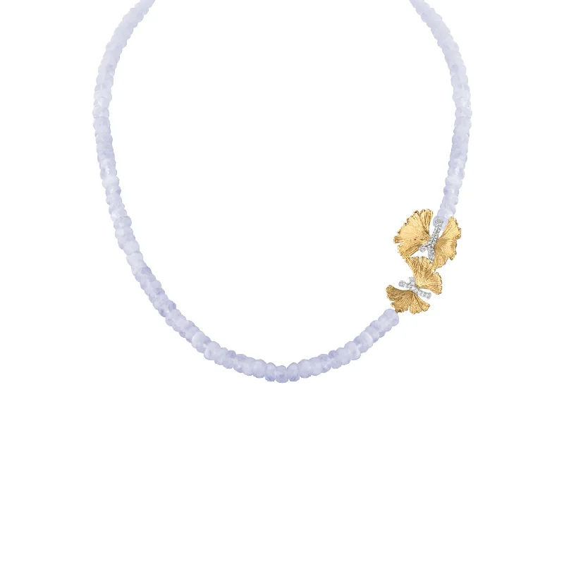 Unmissable Deals On Handmade Jewelry Collections Butterfly Ginkgo Necklace with Chalcedony and Diamonds