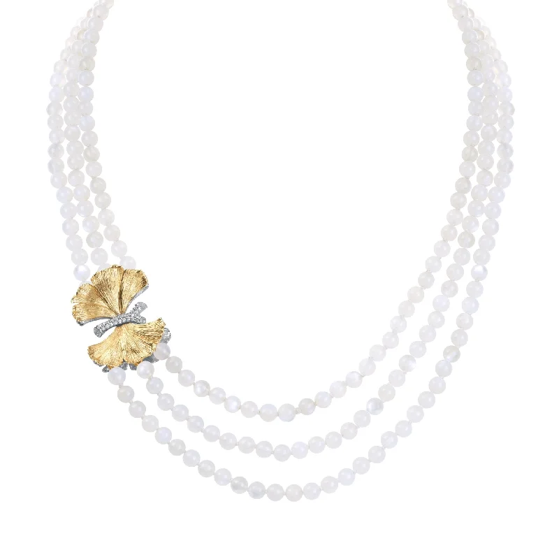 Luxury Meets Affordability – Jewelry Sale Live Now Butterfly Ginkgo Multi Strand Necklace with Moonstone and Diamonds