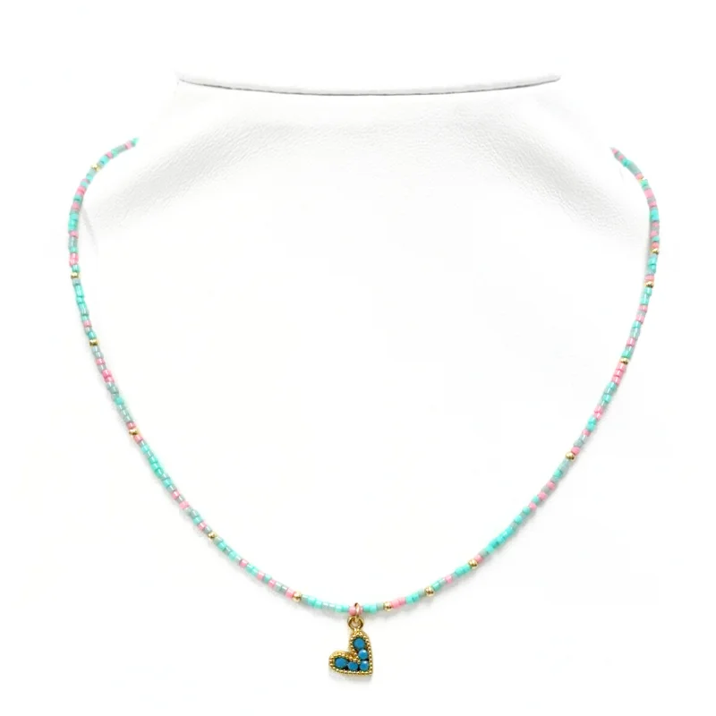 Jewelry Deals That Outshine The Rest "COLORFUL + TURQ HEART" Charm Choker