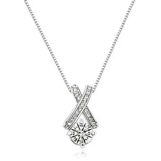 Sparkle For Less – Shop Our Limited-Time Jewelry Deals XO White Gold Crystal Pendant Necklace