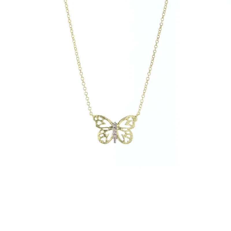 Chic And Stylish Jewelry At Exclusive Prices Diamond Butterfly Necklace | 0.02 ctw