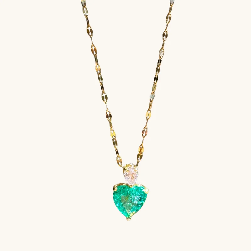 Seasonal Jewelry Sale – Upgrade Your Style Today Emerald Crystal Heart Necklace