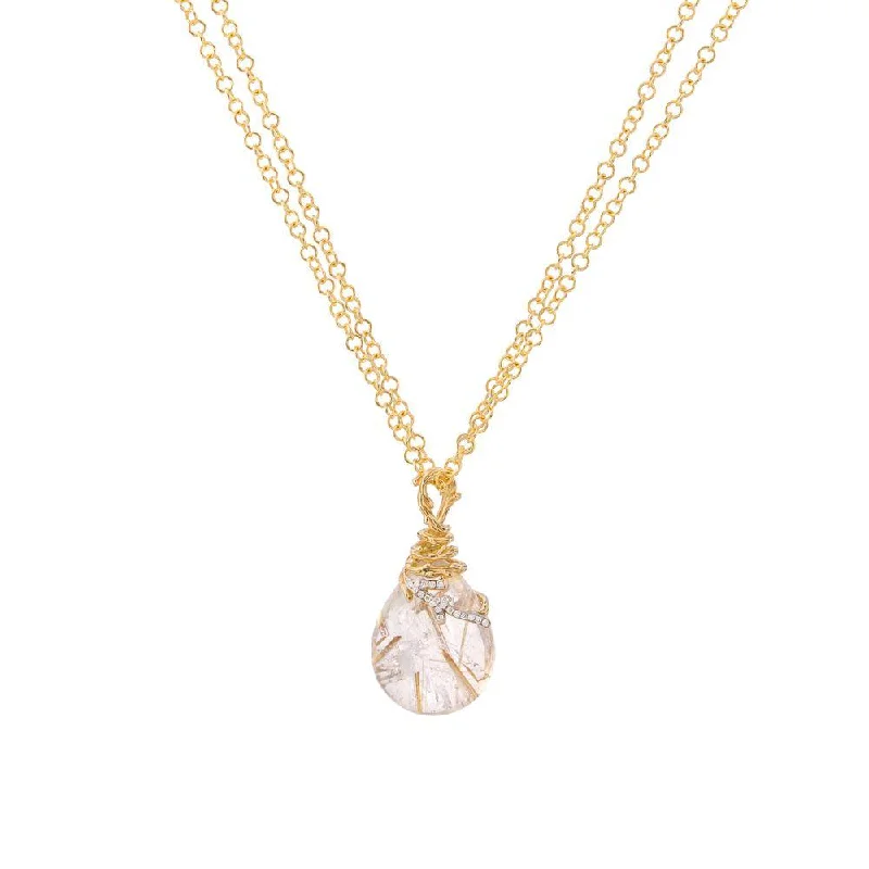 Don't Miss Our Biggest Jewelry Sale Of The Season Enchanted Forest Pendant Necklace with Rutilated Quartz and Diamonds