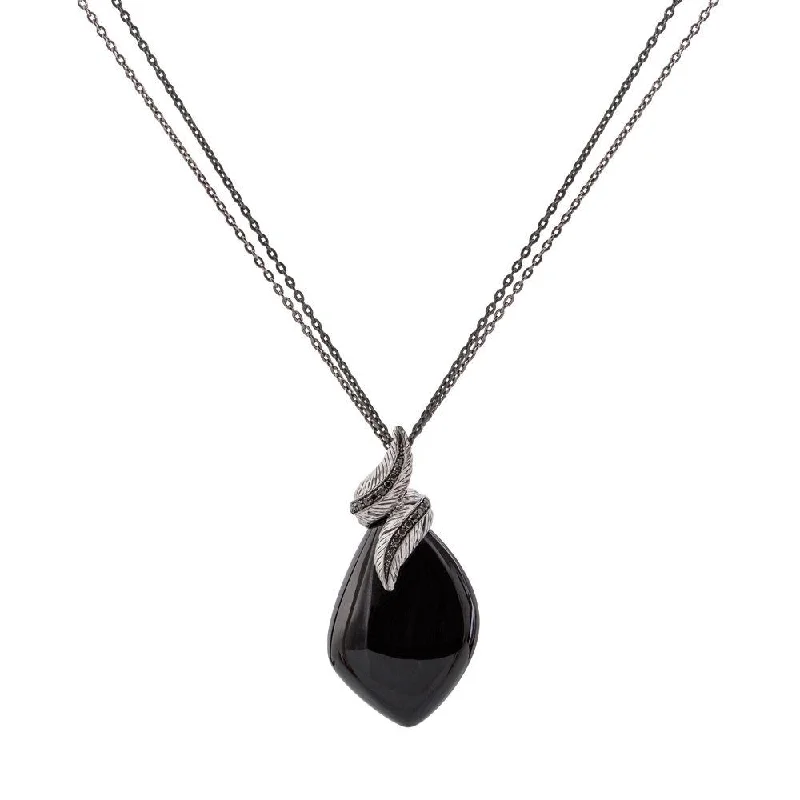 Exclusive Gemstone Jewelry Markdowns – Shop Now Feather Necklace with Black Onyx and Diamonds