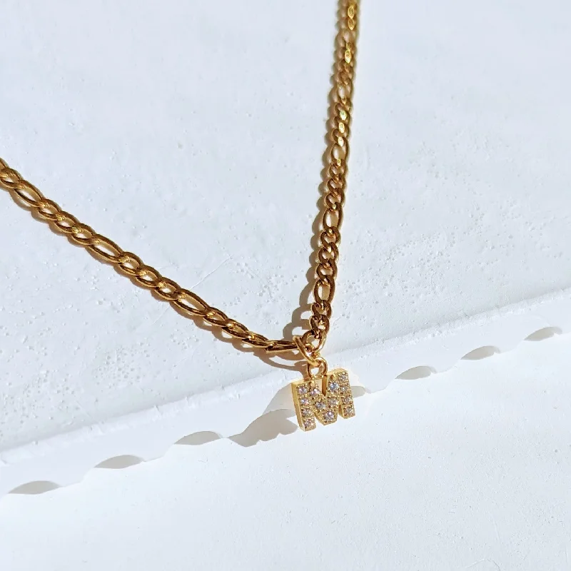 Shop Modern Jewelry Collections With Exclusive Discounts Gold Figaro Diamond Initial Necklace